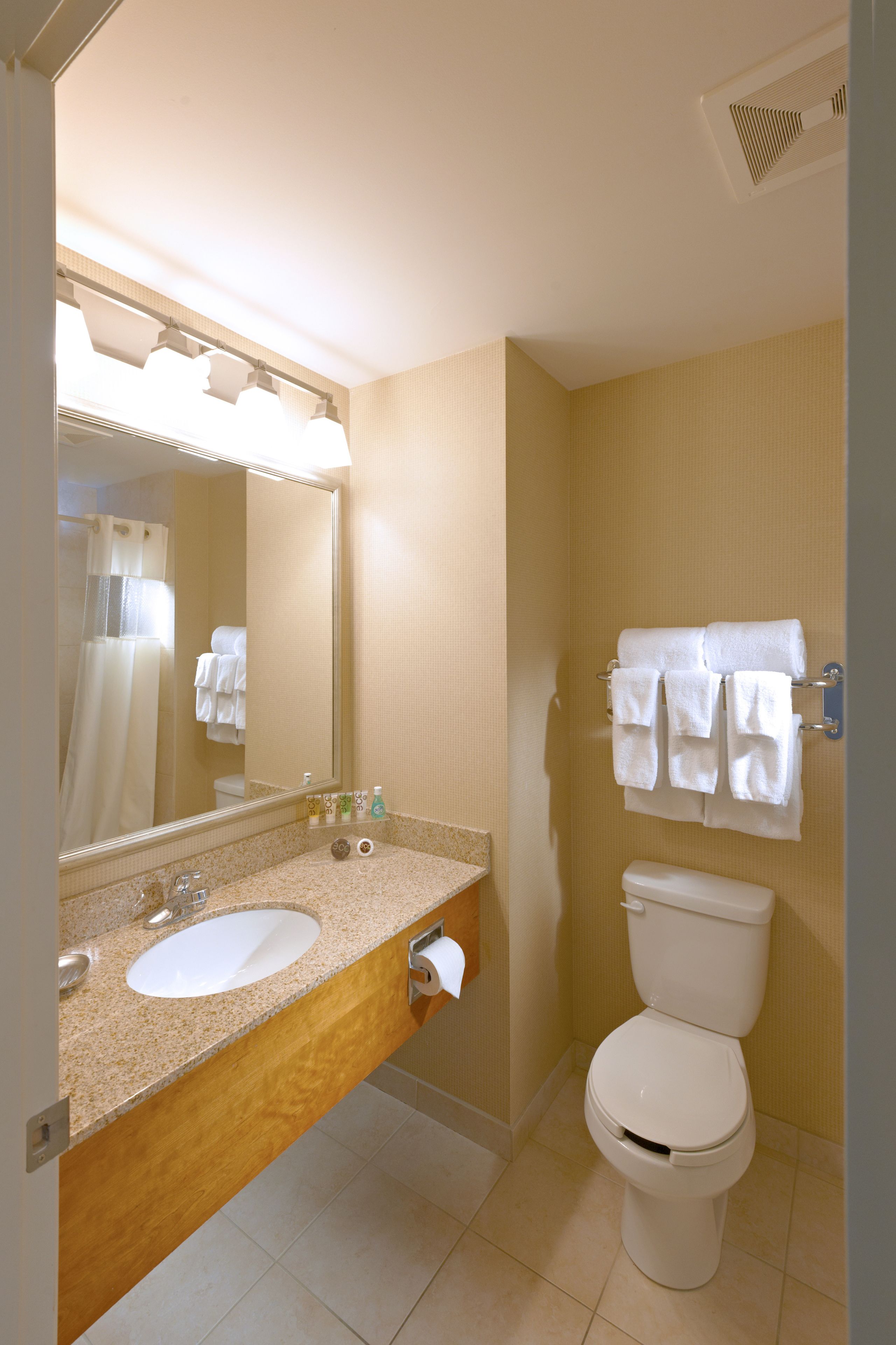 free toiletries, hair dryer, bathrobes, towels