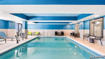 Indoor pool, open 8 AM to 10 PM, sun loungers