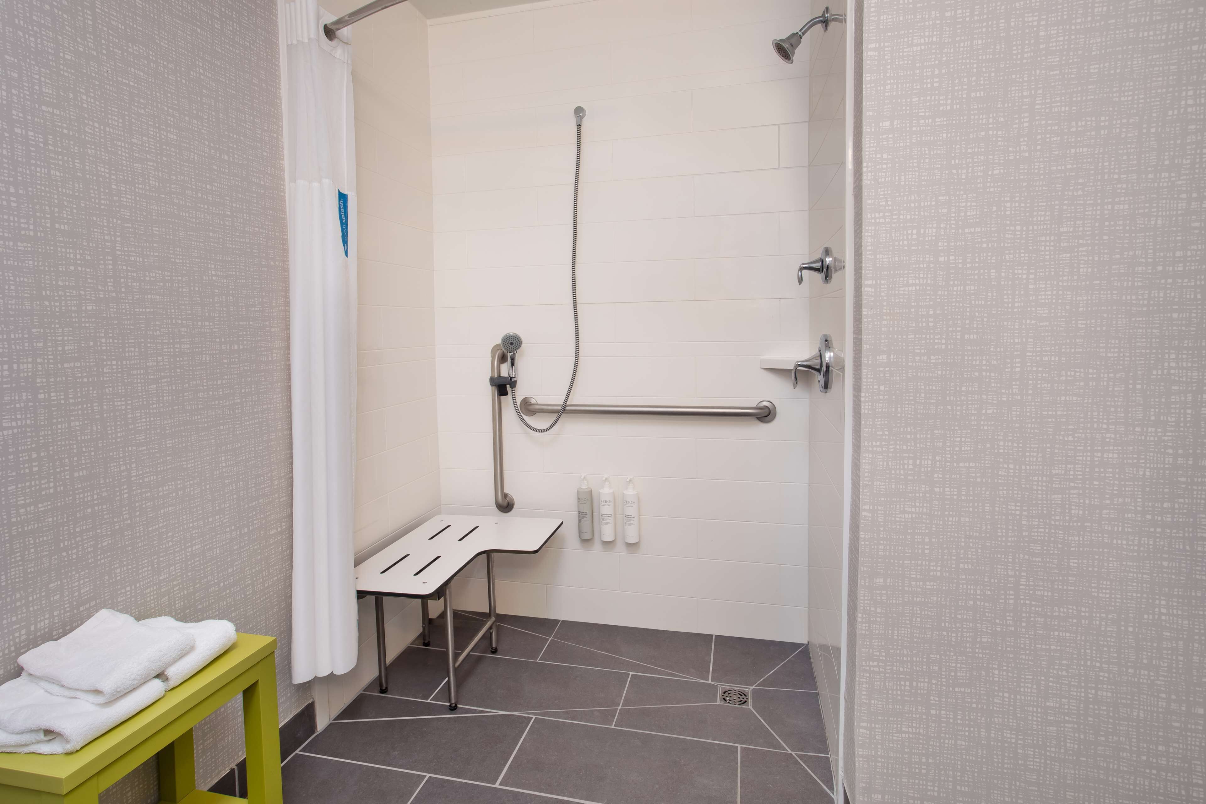 studio, 1 king bed, accessible, non smoking (roll-in shower) | bathroom shower