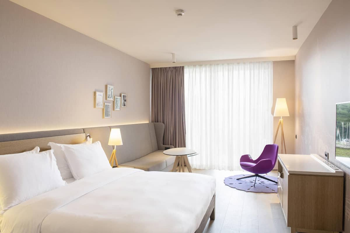 Hypo-allergenic bedding available, in-room safe, desk, laptop workspace