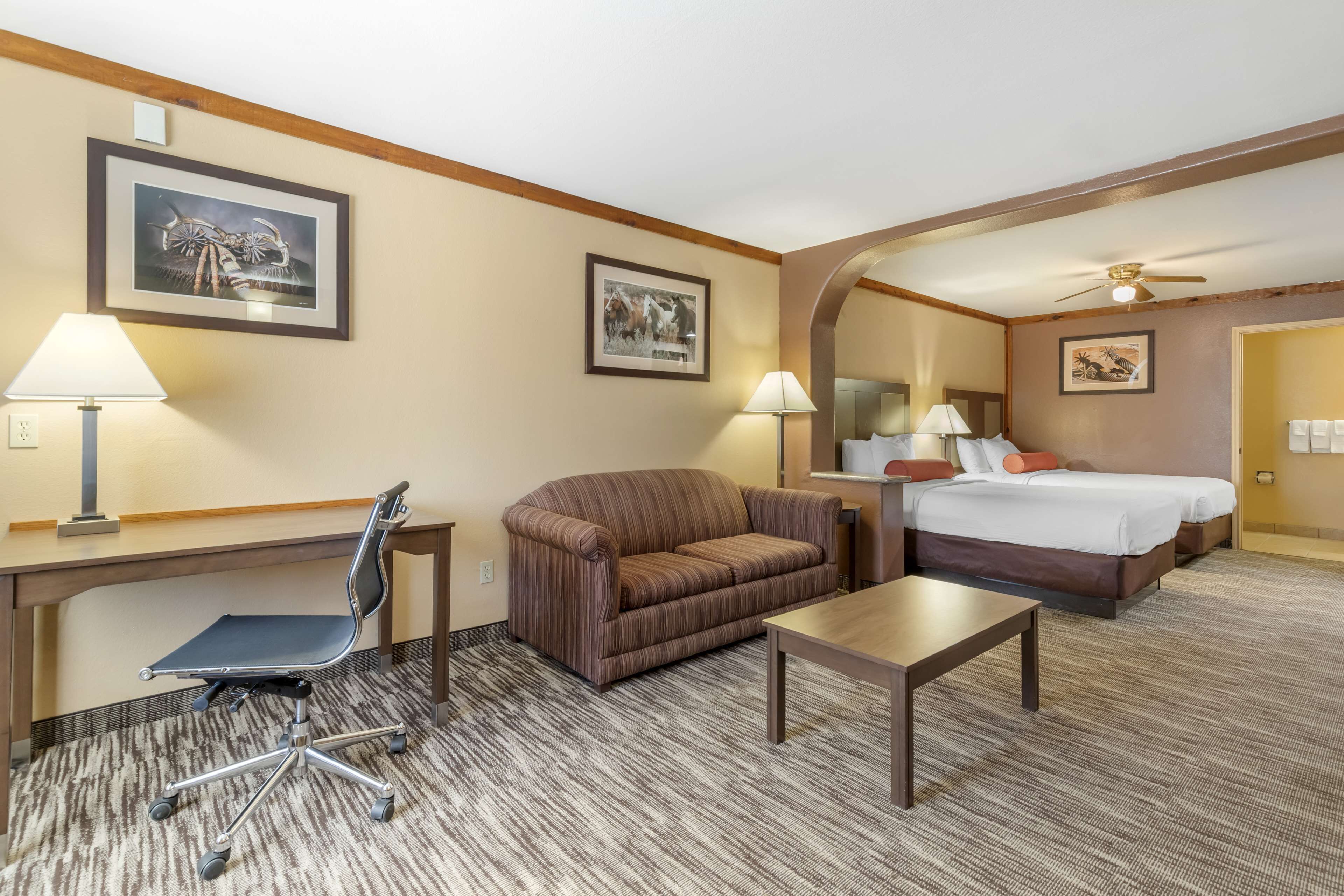 standard room, 2 double beds, non smoking, refrigerator & microwave (with sofabed;oversized room) | desk, laptop workspace, iron/ironing board, internet