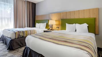 Down duvets, desk, iron/ironing board, cots/infant beds