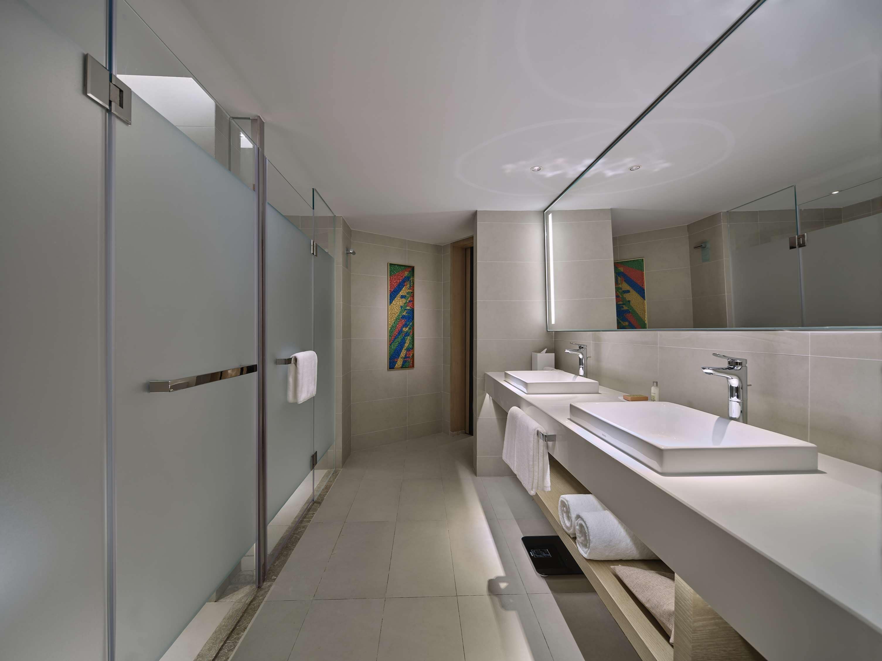 king one bedroom suite | bathroom | shower, rainfall showerhead, free toiletries, hair dryer