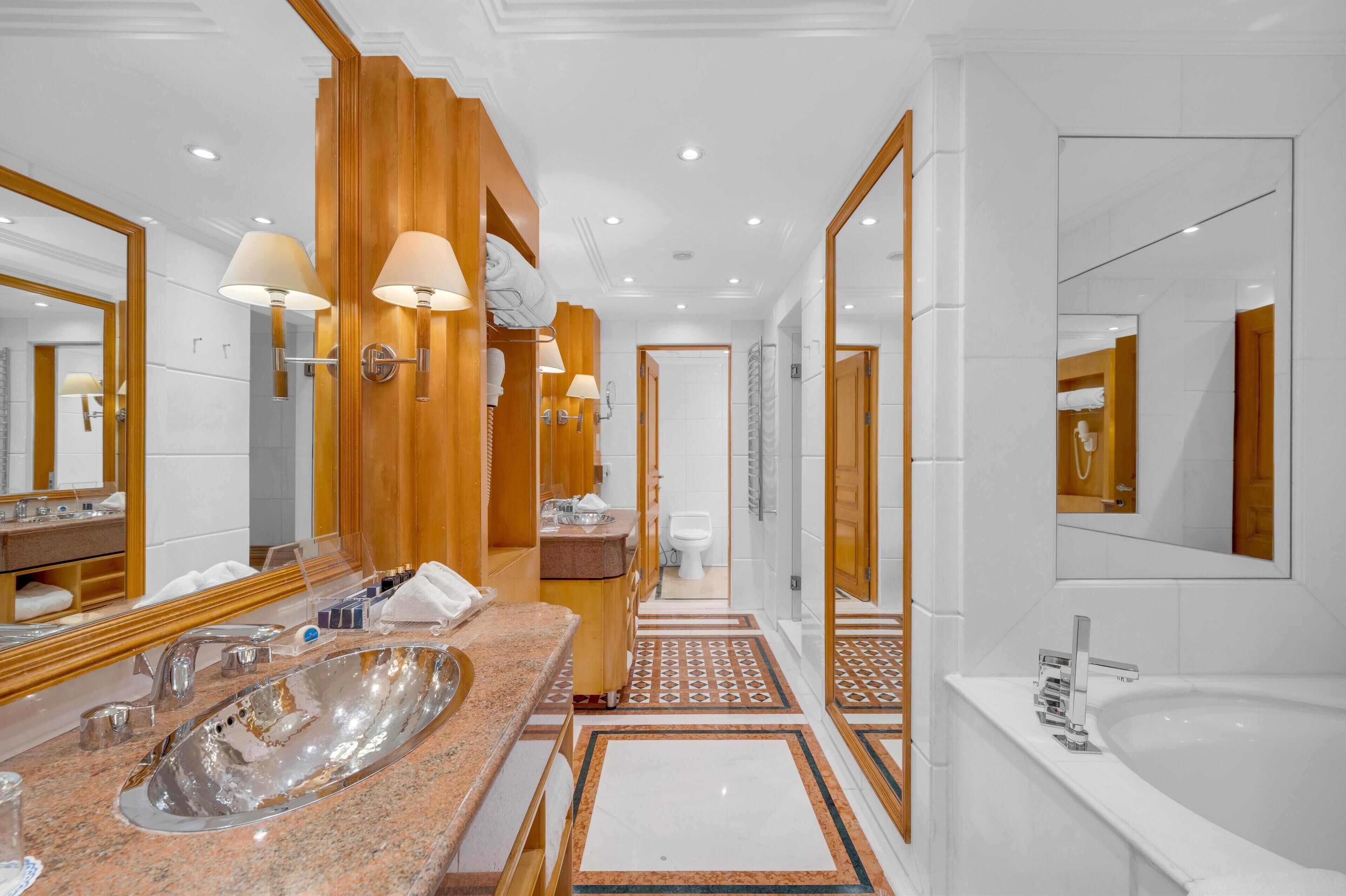 free toiletries, hair dryer, bathrobes, slippers