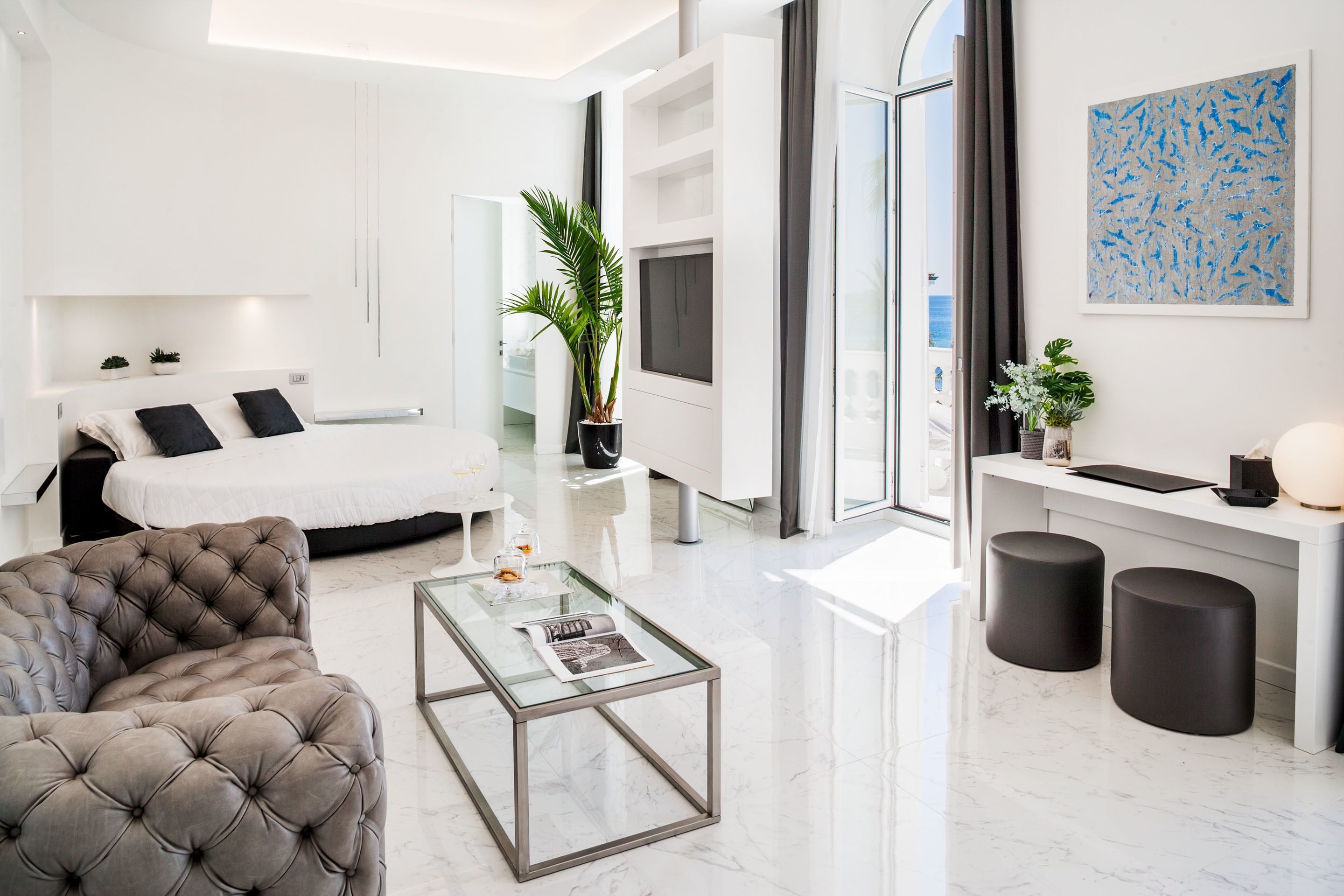 white pearl terrace suite, sea view | 1 bedroom, premium bedding, pillow-top beds, minibar