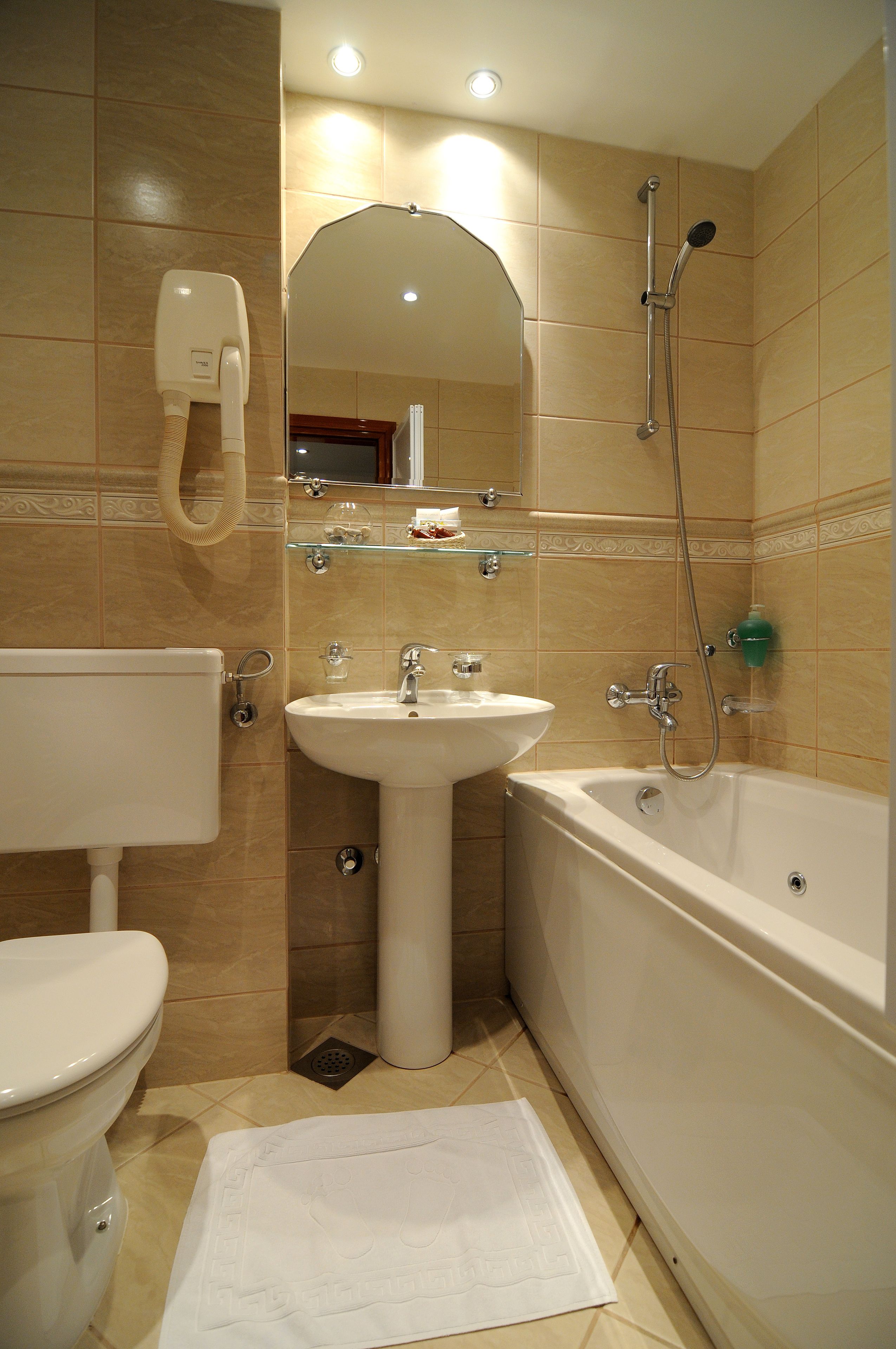 free toiletries, hair dryer, towels