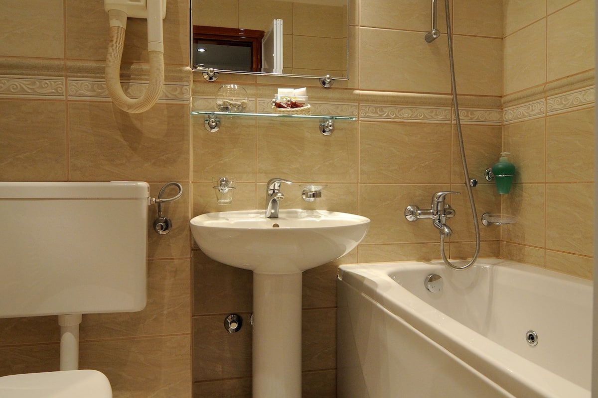 free toiletries, hair dryer, towels