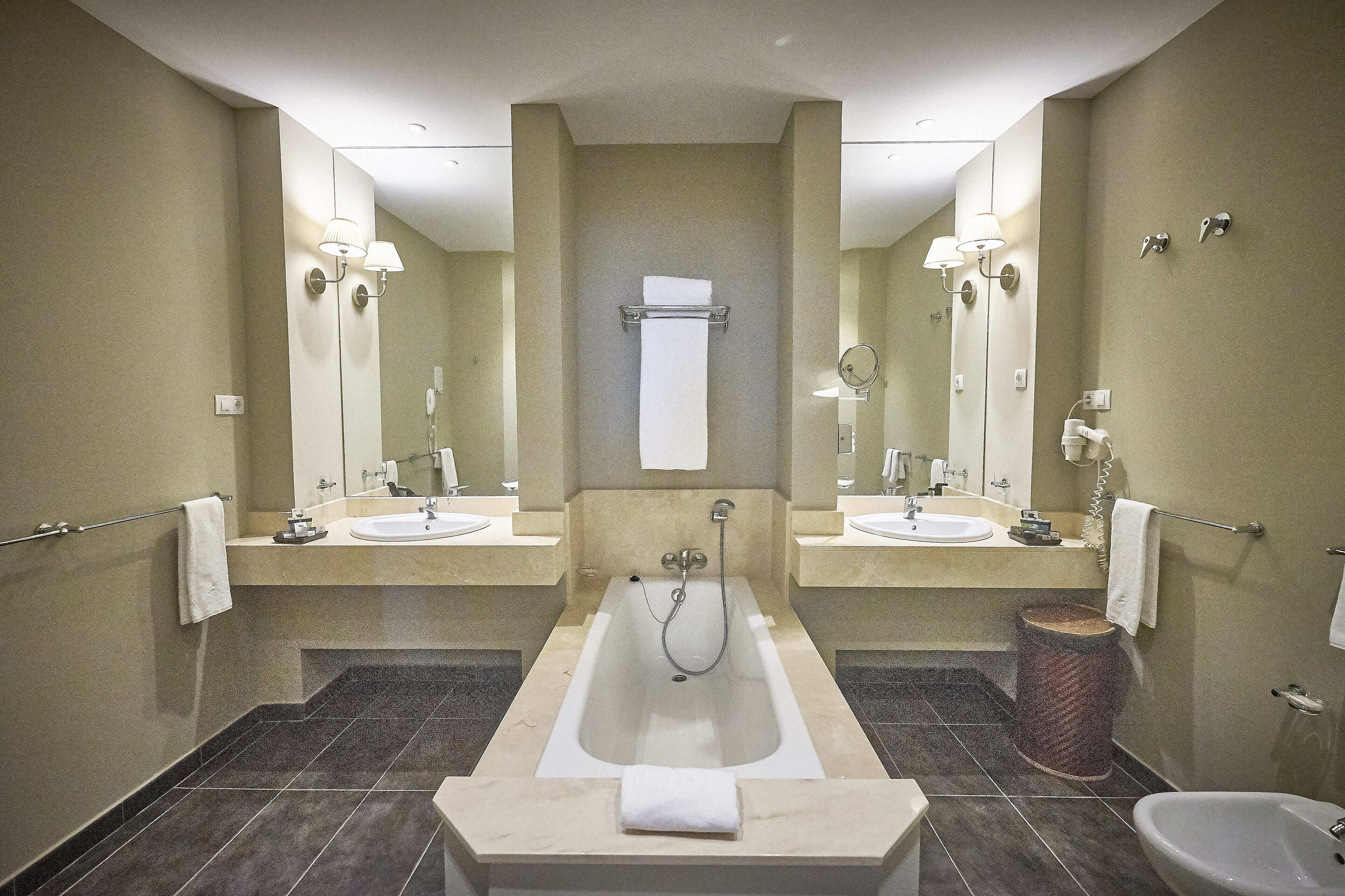 free toiletries, hair dryer, bathrobes, towels