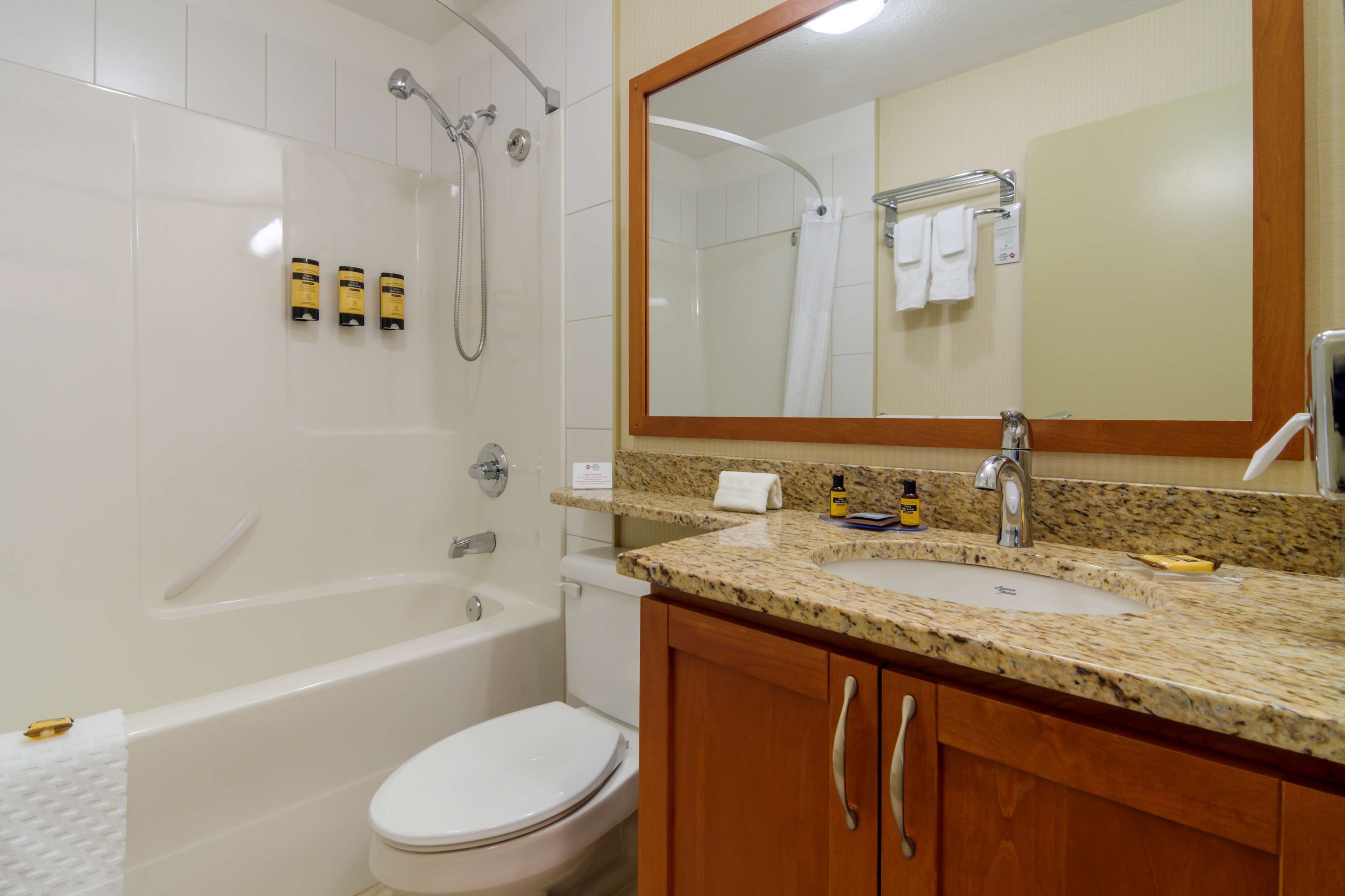 free toiletries, hair dryer, towels