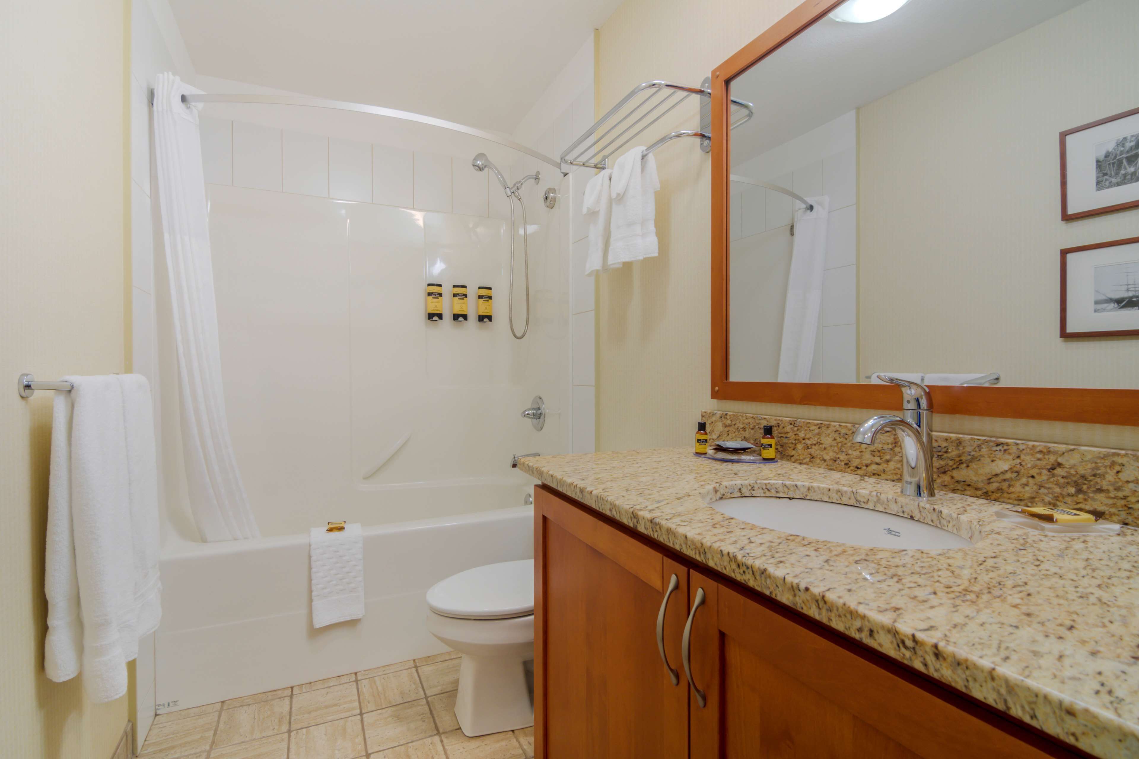 free toiletries, hair dryer, towels