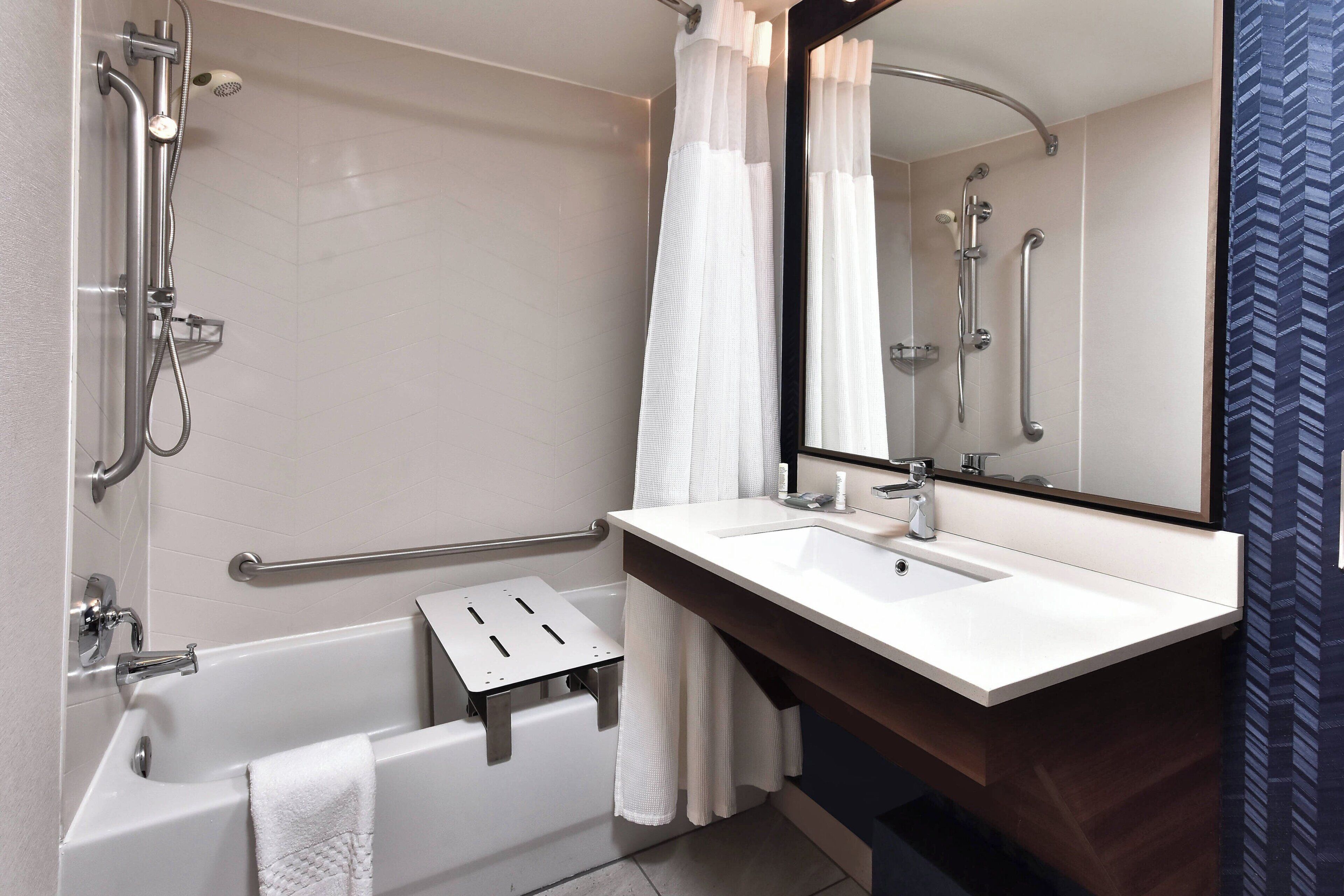 free toiletries, hair dryer, towels