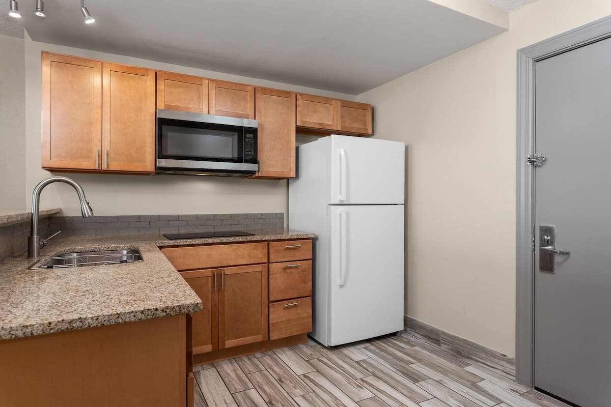 Deluxe Suite, 1 Bedroom, Non Smoking (Efficiency, 2 Queen Beds) | Desk, iron/ironing board, Internet, alarm clocks