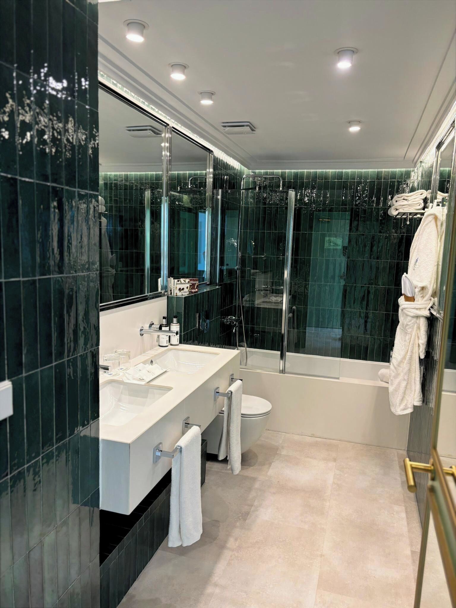 free toiletries, hair dryer, bidet, towels