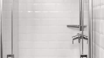 Designer toiletries, hair dryer, towels, soap