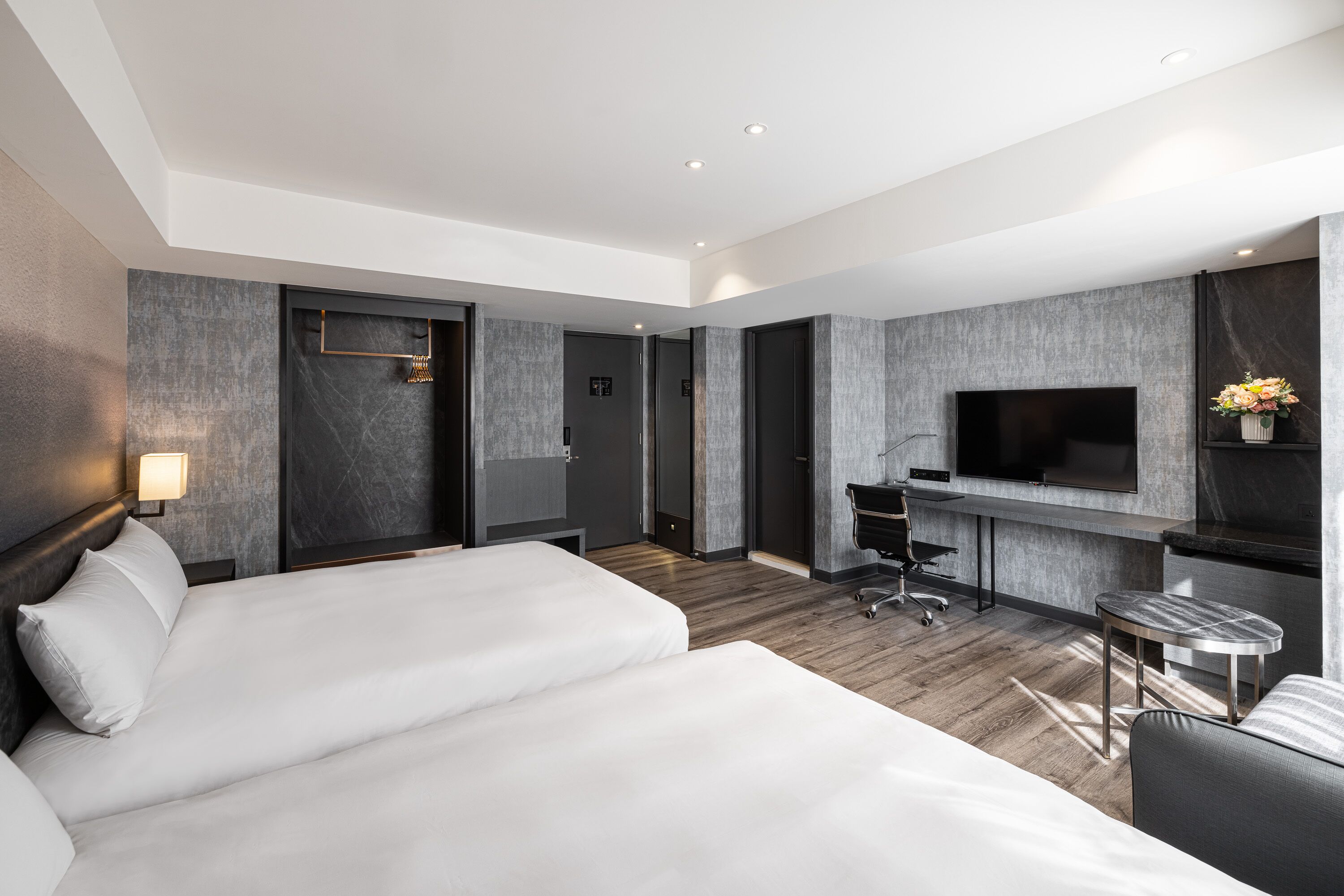 deluxe family room | minibar, in-room safe, desk, laptop workspace