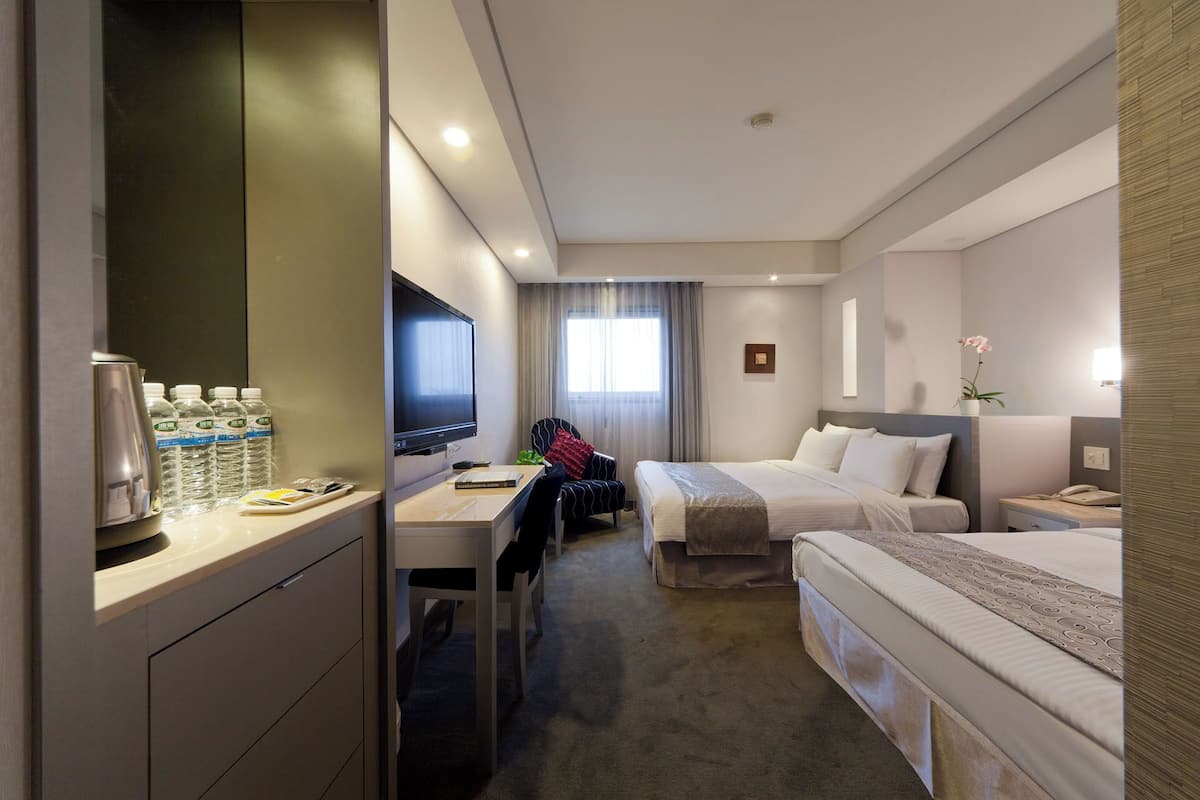 Down comforters, blackout drapes, free WiFi, bed sheets