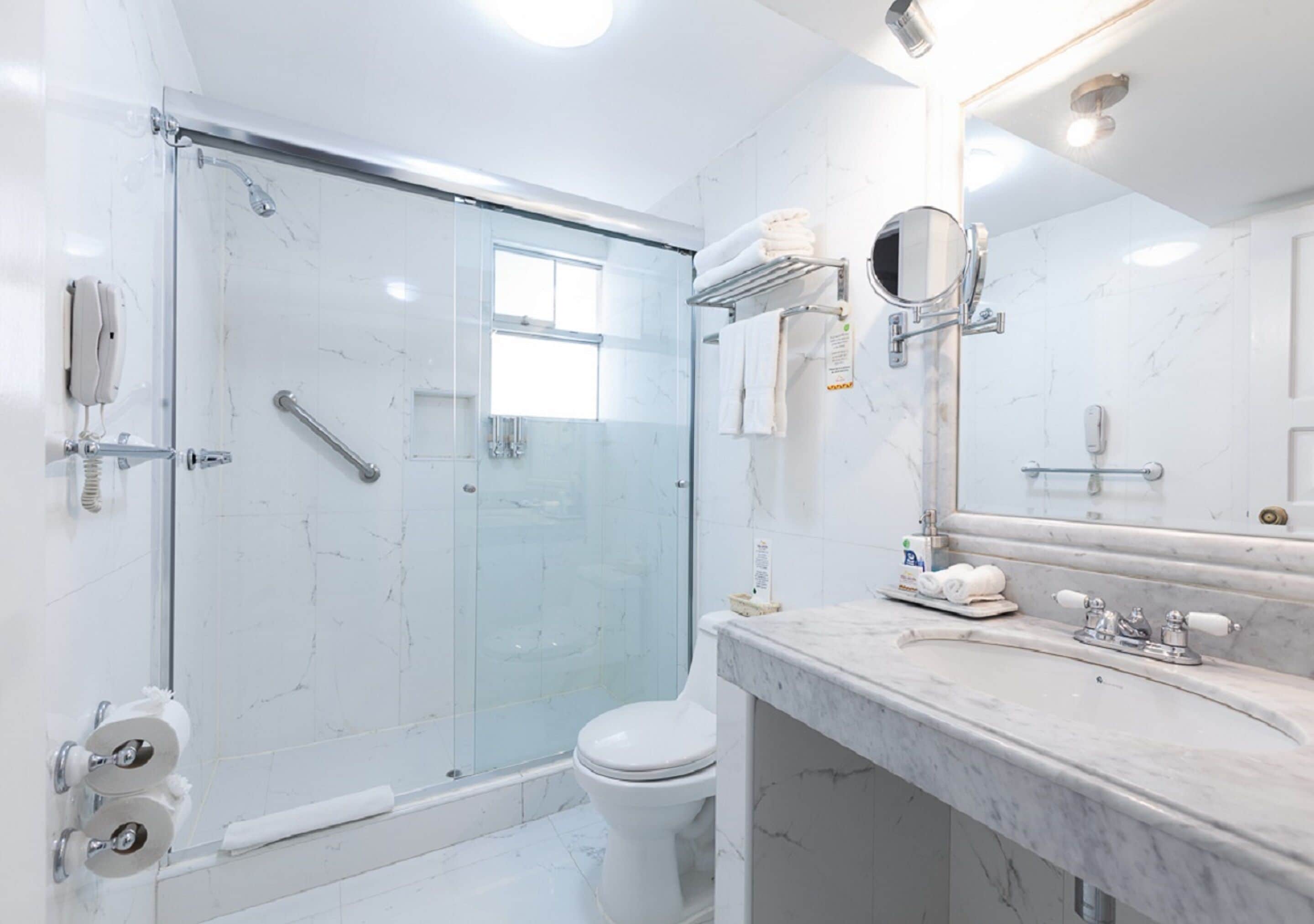 free toiletries, hair dryer, towels