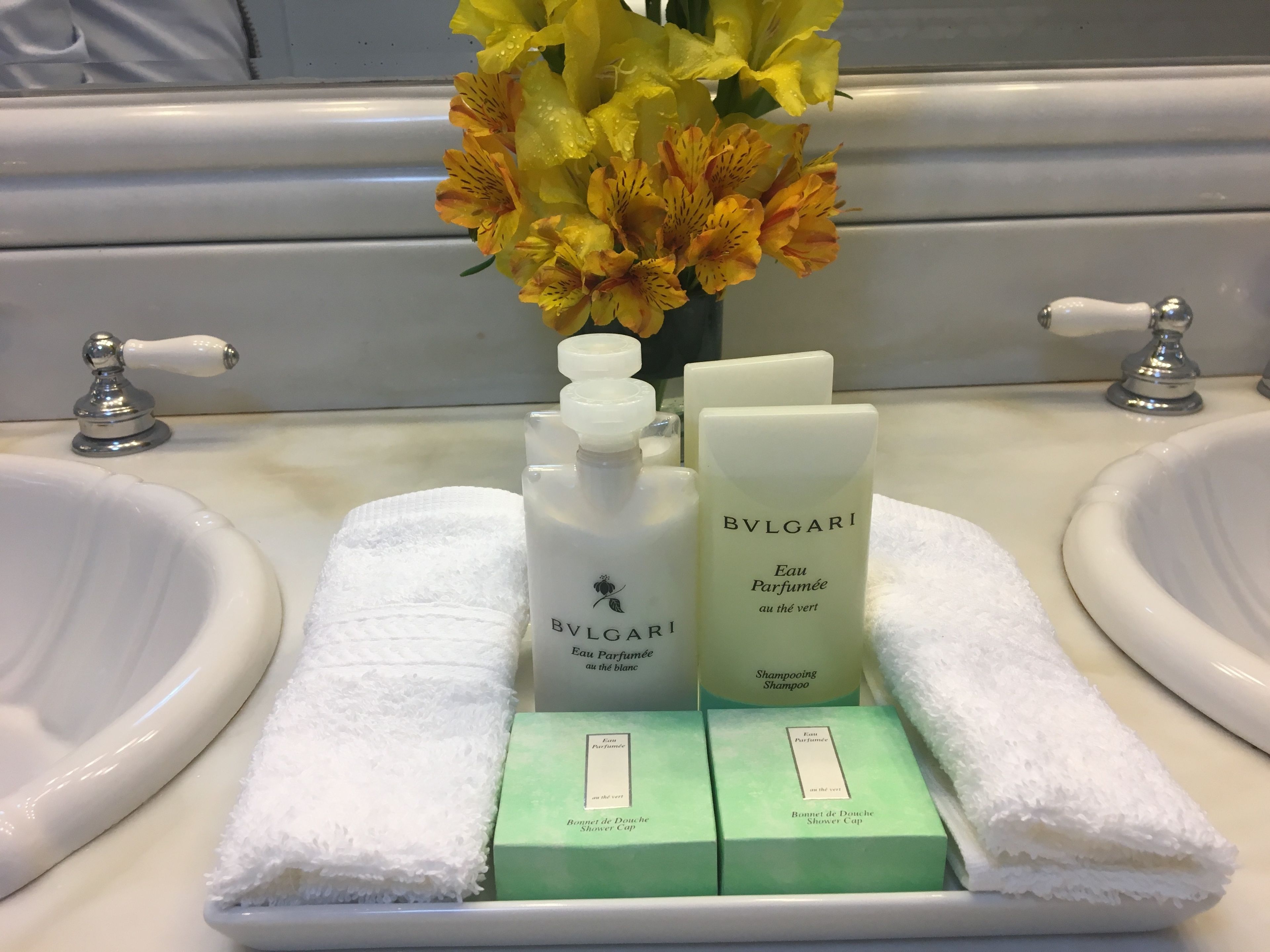 free toiletries, hair dryer, towels