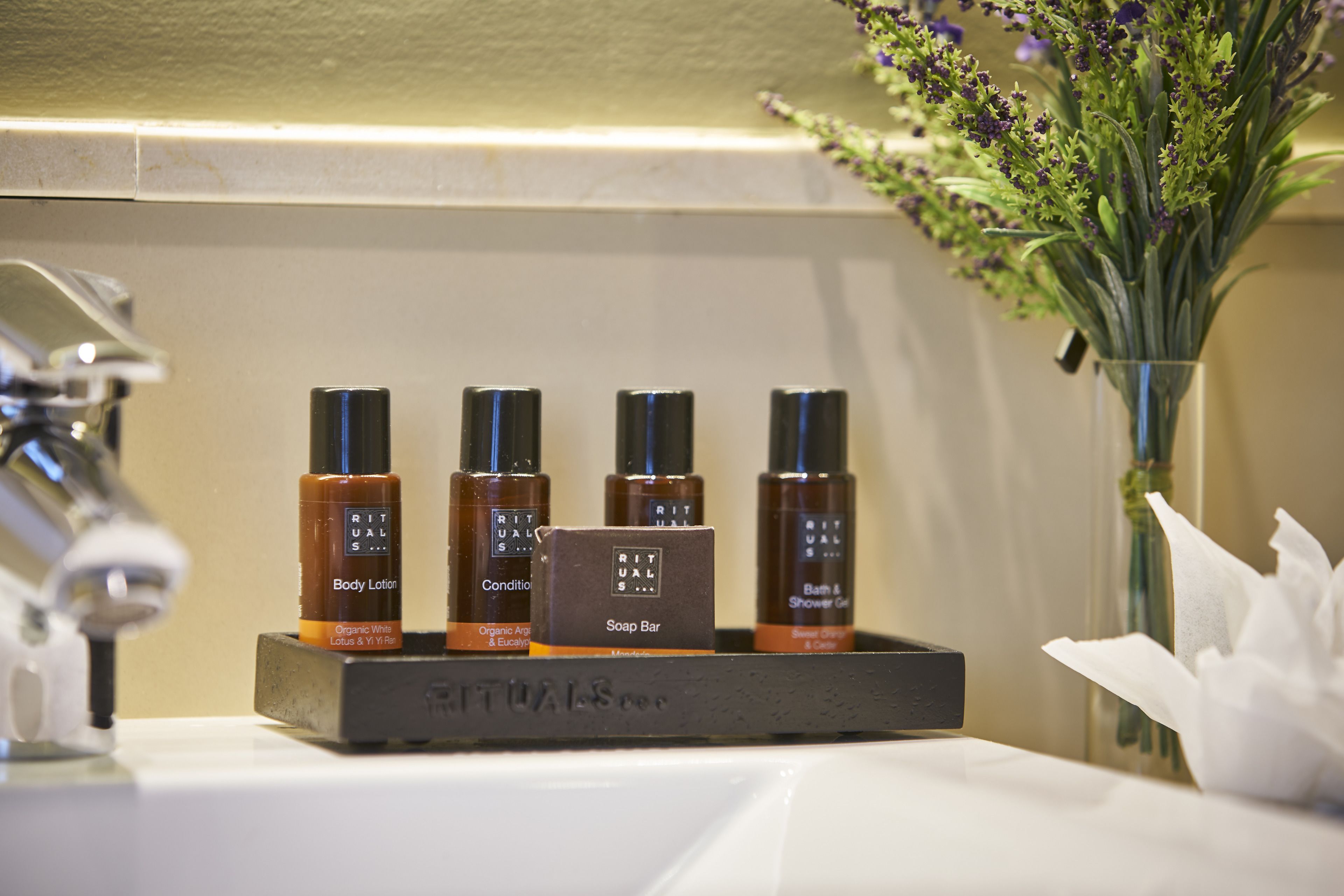 free toiletries, hair dryer, bathrobes, bidet