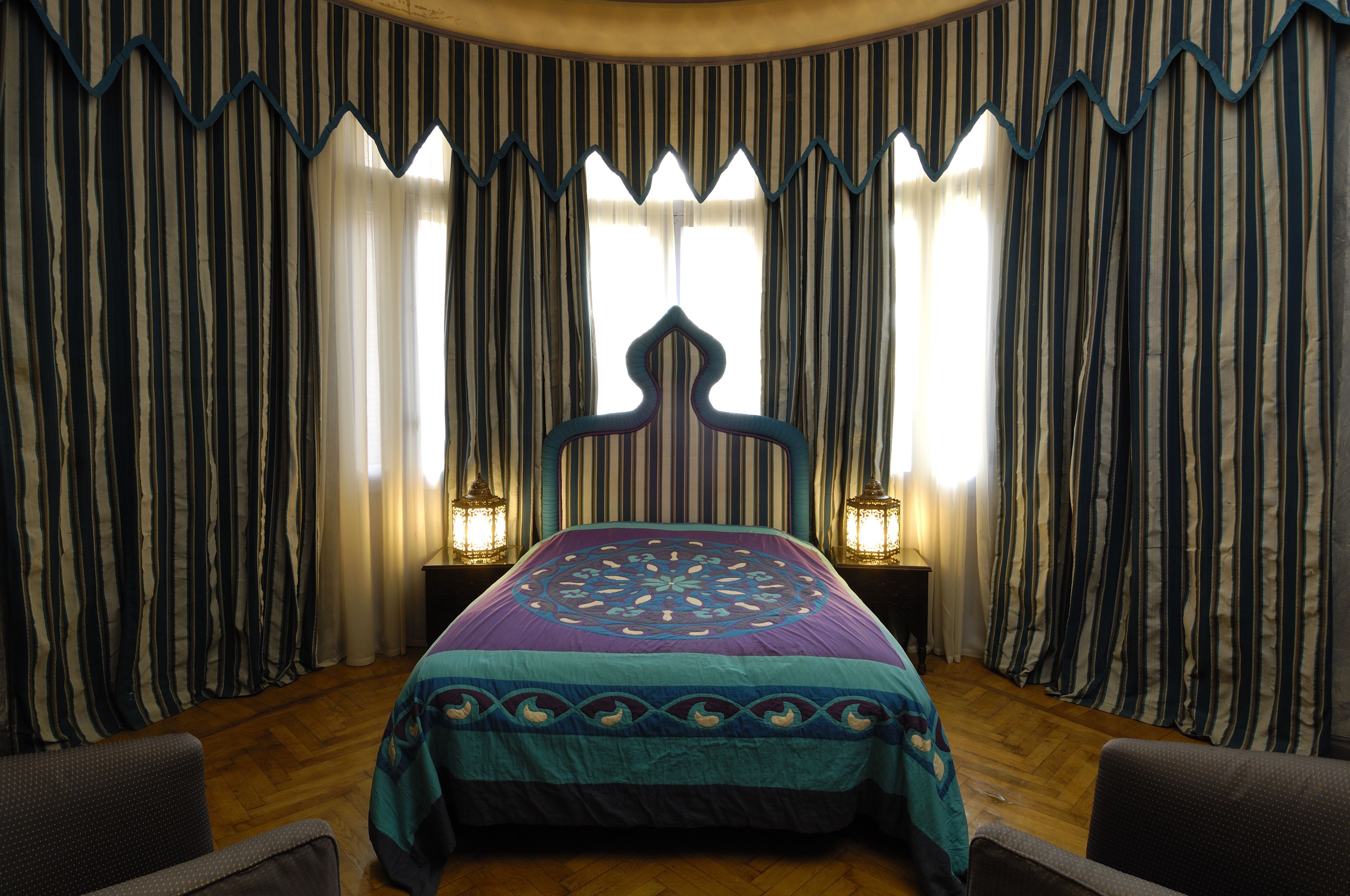 premium bedding, desk, blackout curtains, free internet