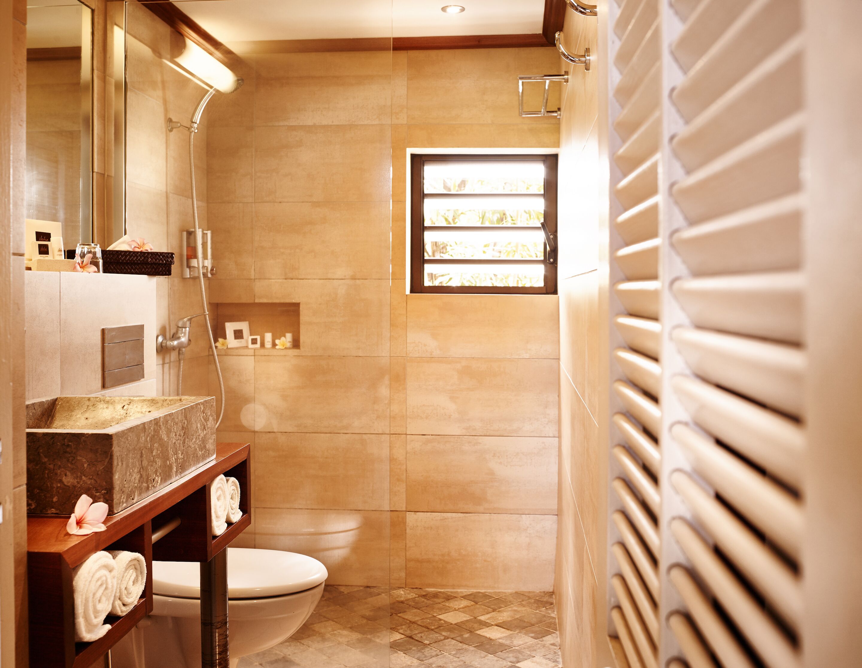 family bungalow | bathroom | hair dryer, towels, soap, shampoo