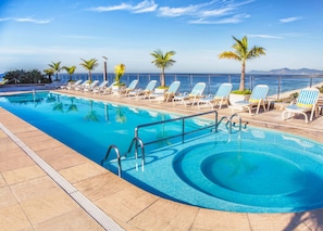 Outdoor pool, pool loungers