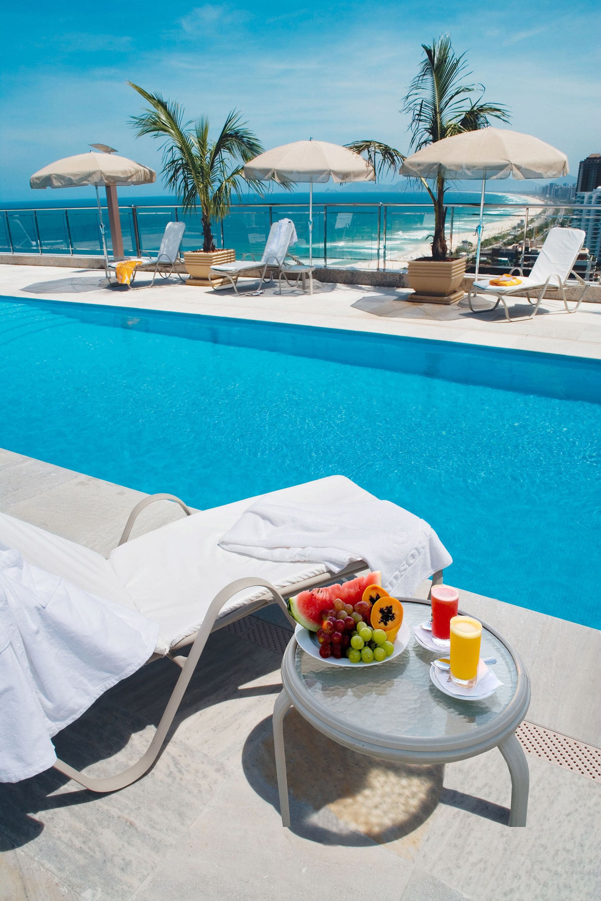 outdoor pool, pool loungers