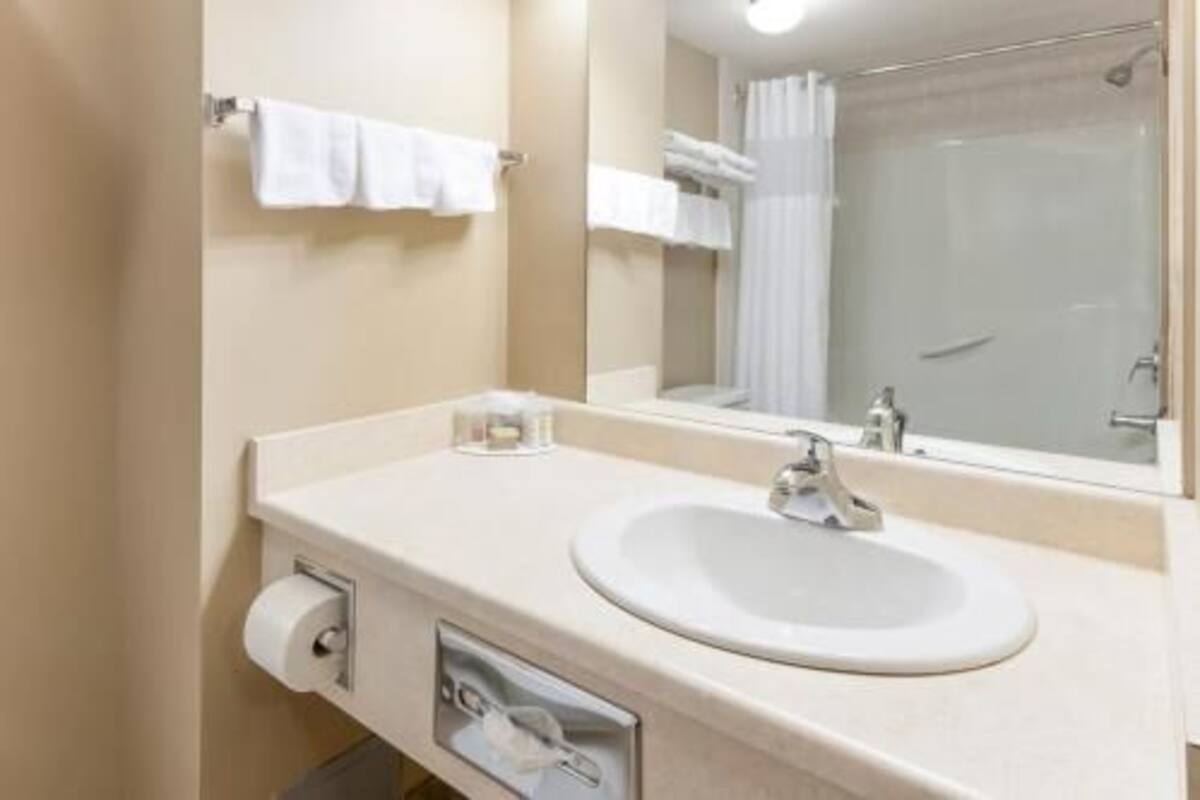 Bathroom | Combined shower/tub, free toiletries, hair dryer, towels