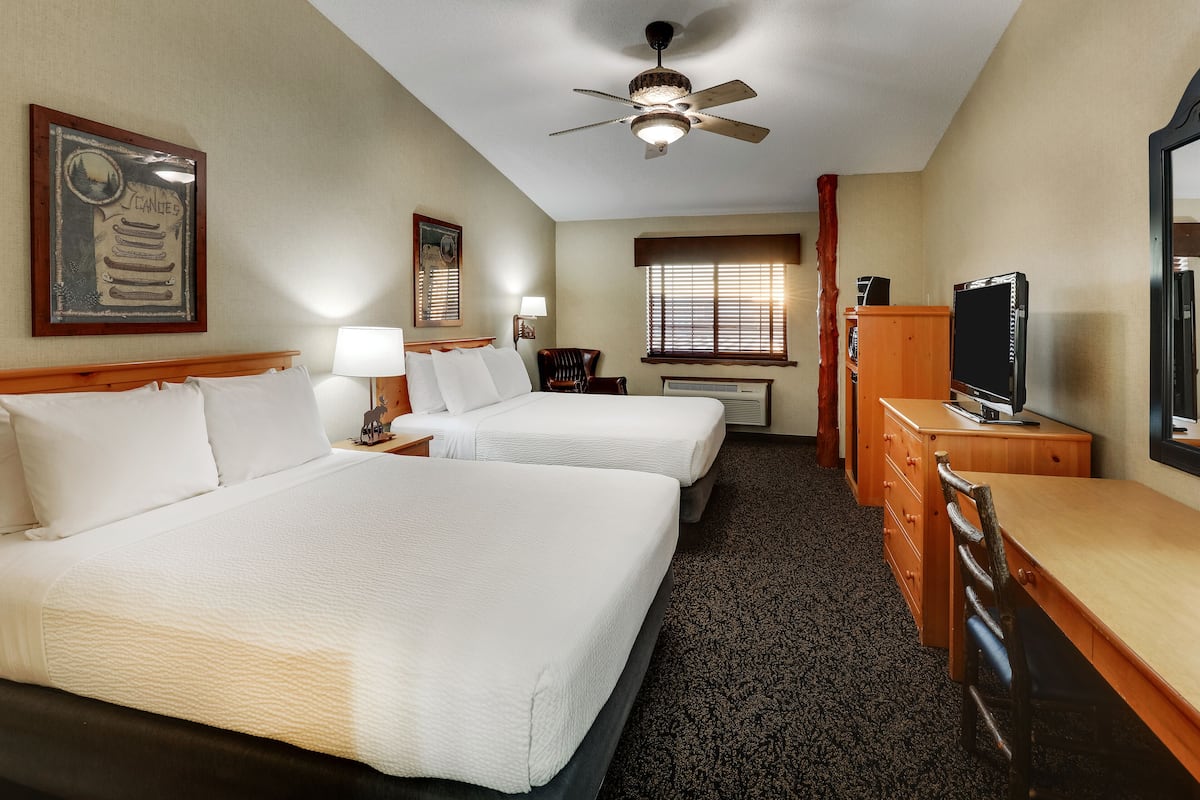 Deluxe Room, 2 Queen Beds, Non Smoking | 1 bedroom, desk, iron/ironing board, free cribs/infant beds
