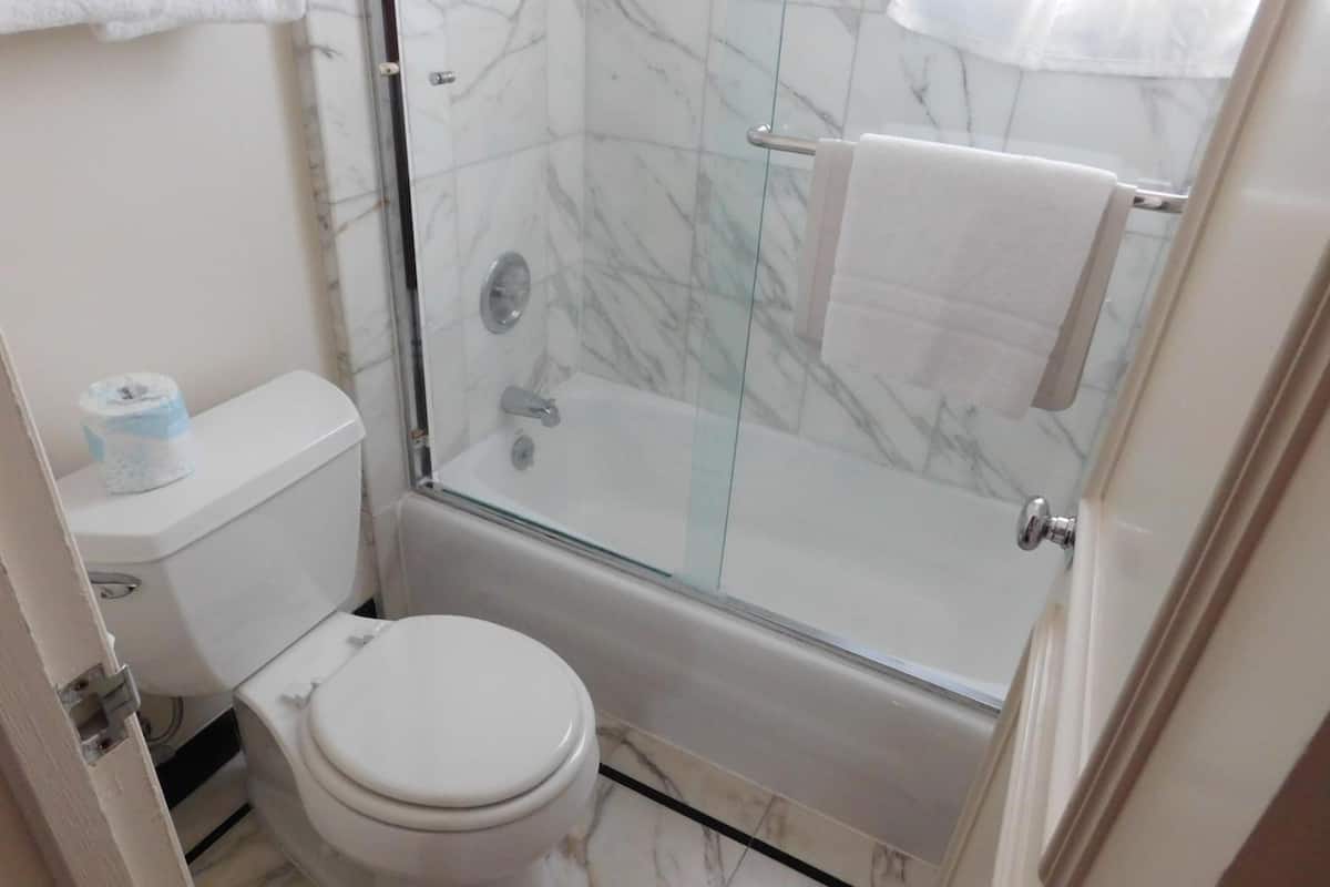 free toiletries, hair dryer, towels