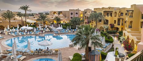 Indoor pool, 5 outdoor pools, pool umbrellas, pool loungers