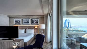 Apartment, 1 Bedroom, Terrace, Sea View (Caspian) | In-room safe, desk, laptop workspace, blackout drapes