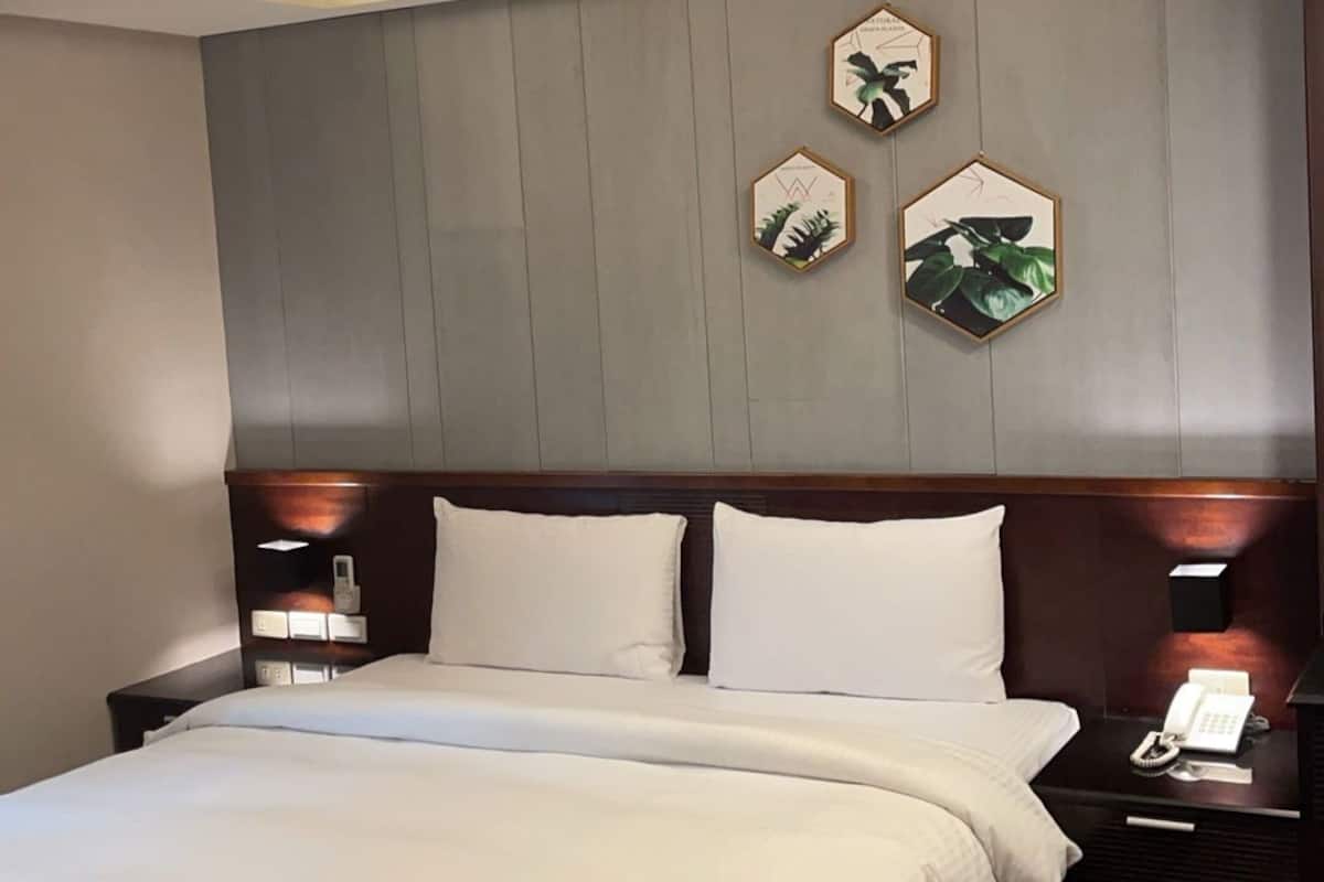 Premium bedding, down comforters, free minibar, desk