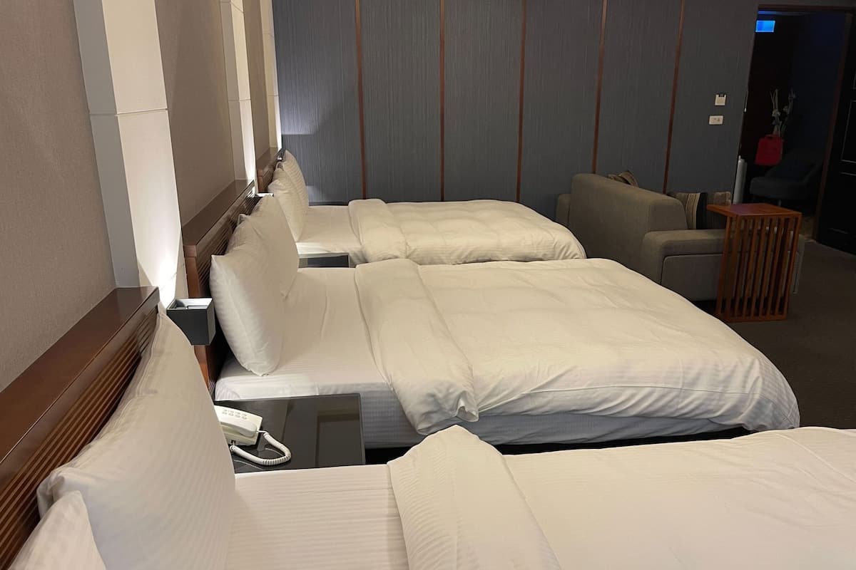 Premium bedding, down comforters, free minibar, desk