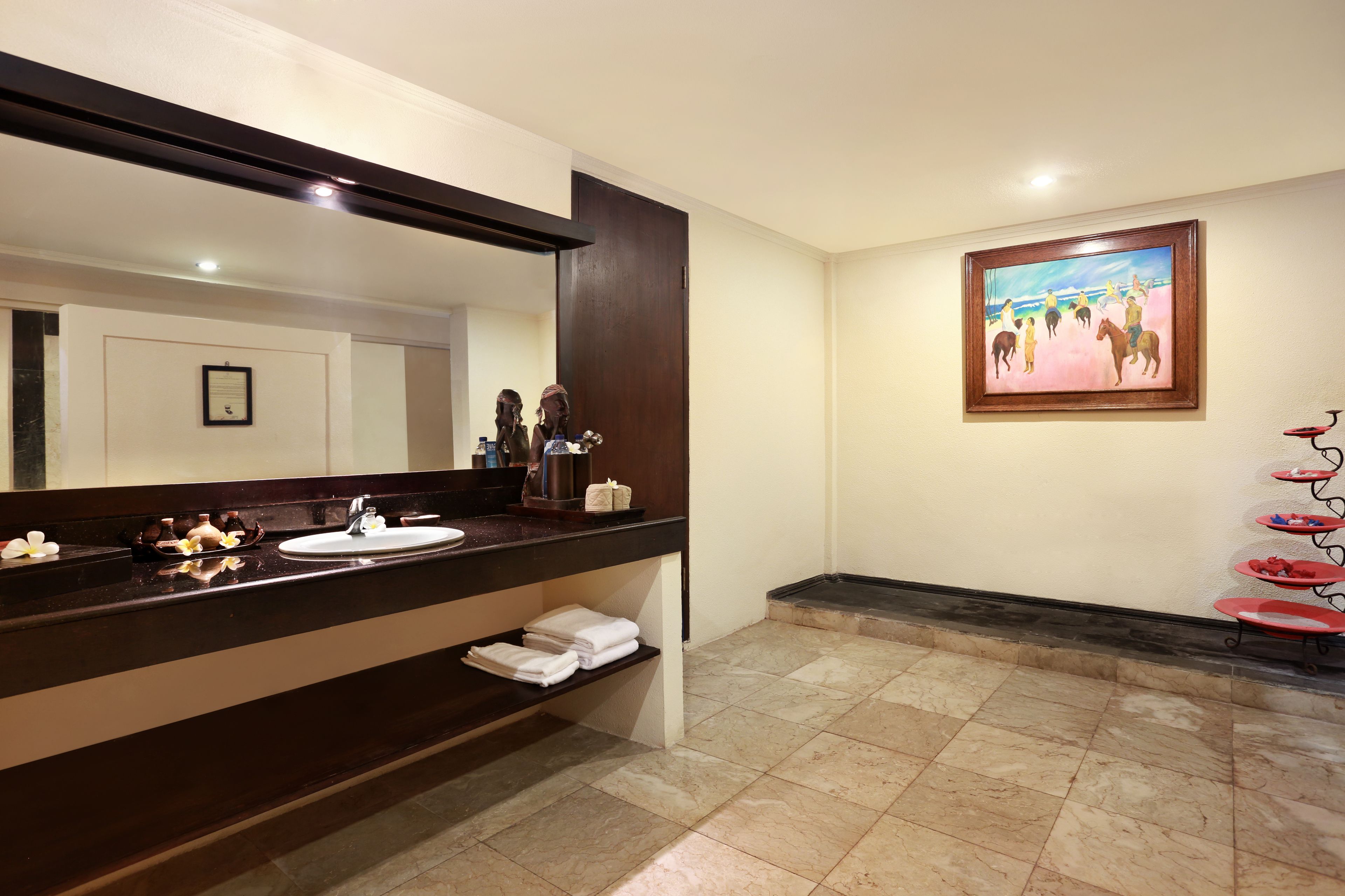 free toiletries, hair dryer, slippers, towels