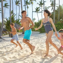 Private beach, white sand, sun loungers, beach umbrellas