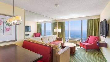 Een 32-inch flatscreentelevisie met kabelzenders en televisie