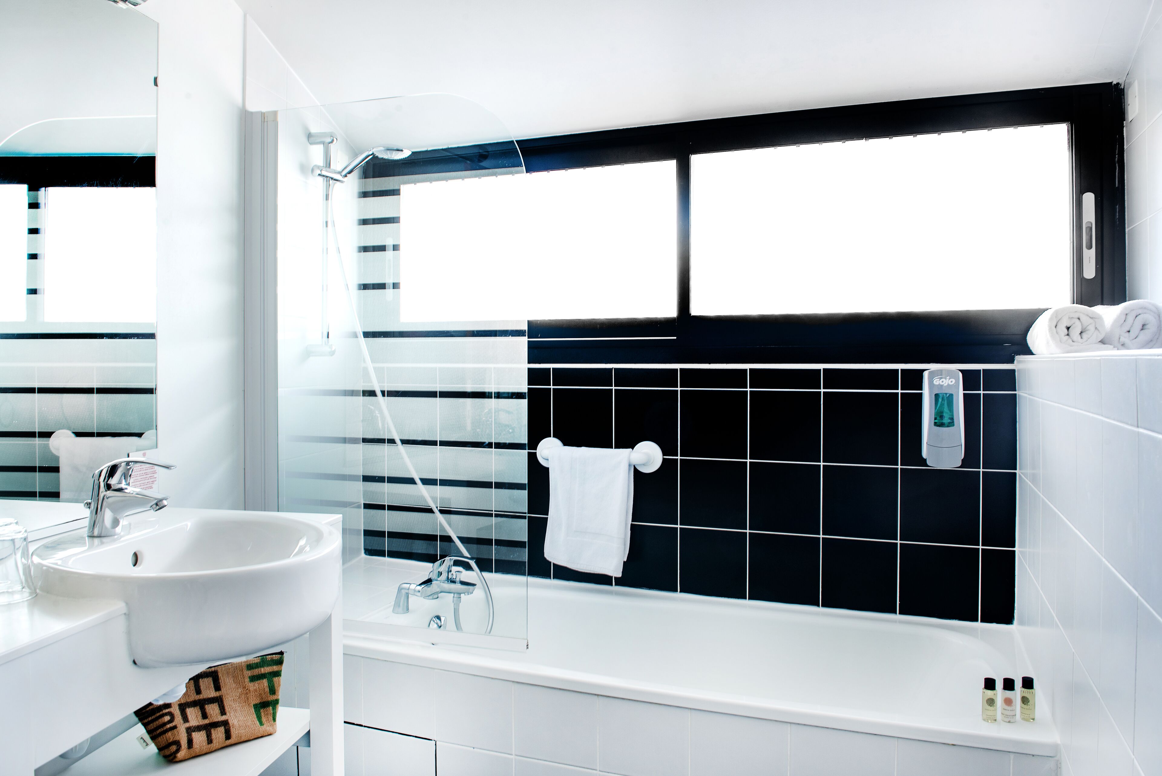 free toiletries, hair dryer, bidet, towels