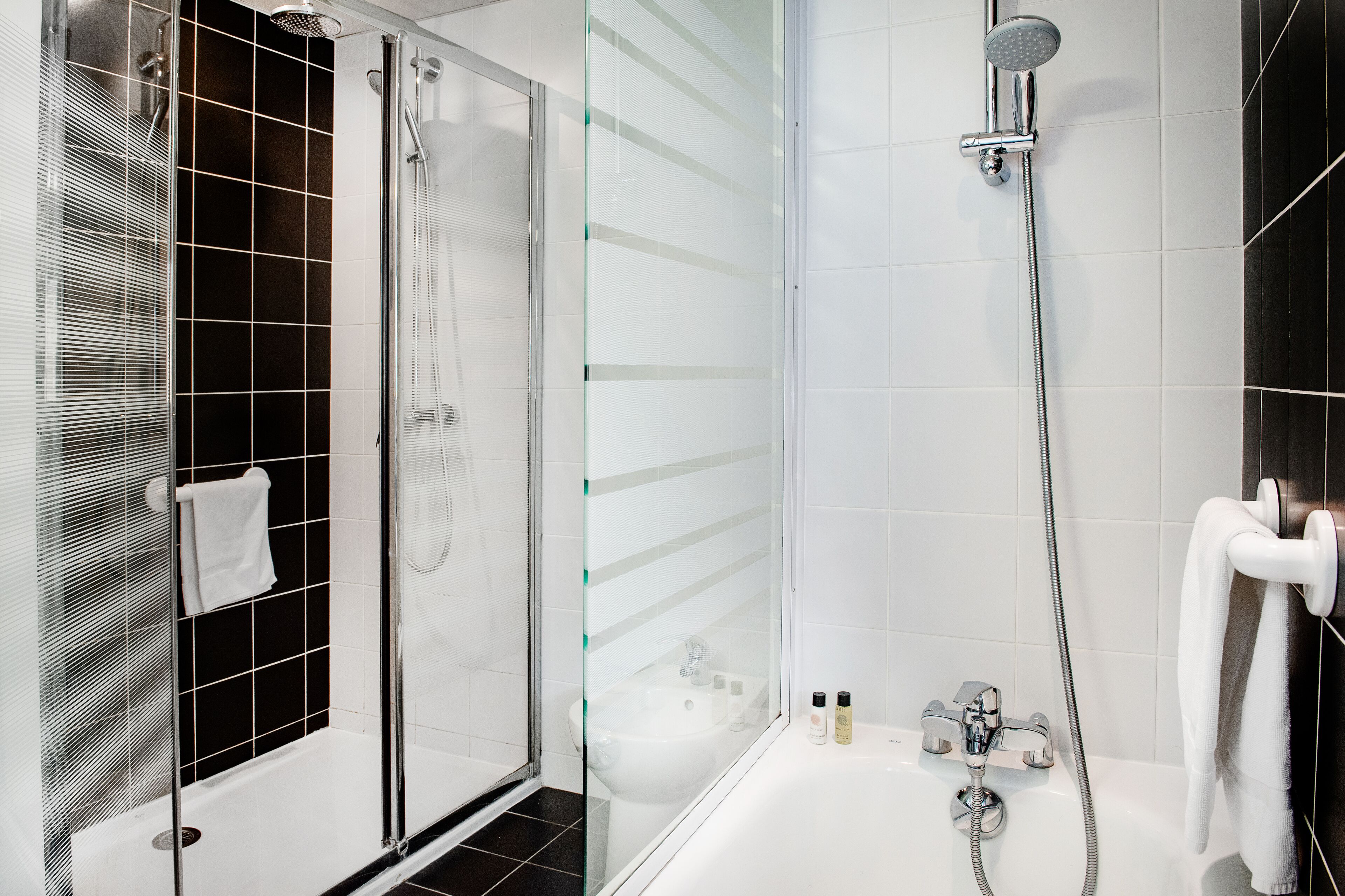 family room | bathroom | free toiletries, hair dryer, bidet, towels
