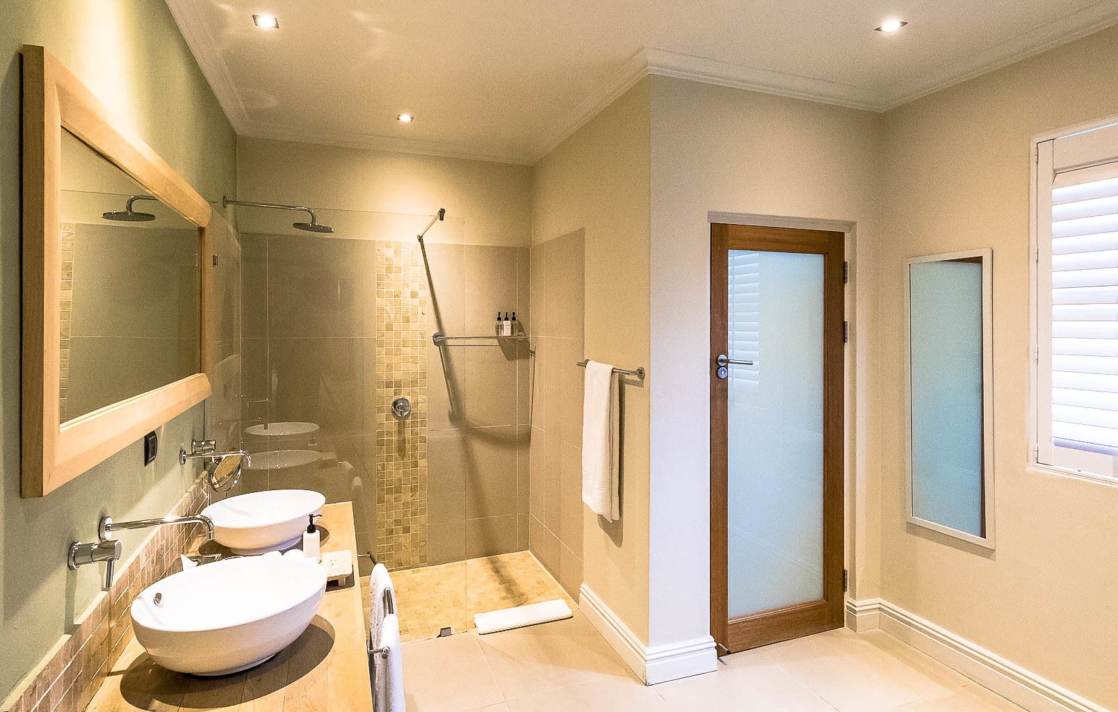 shower, free toiletries, hair dryer, bathrobes