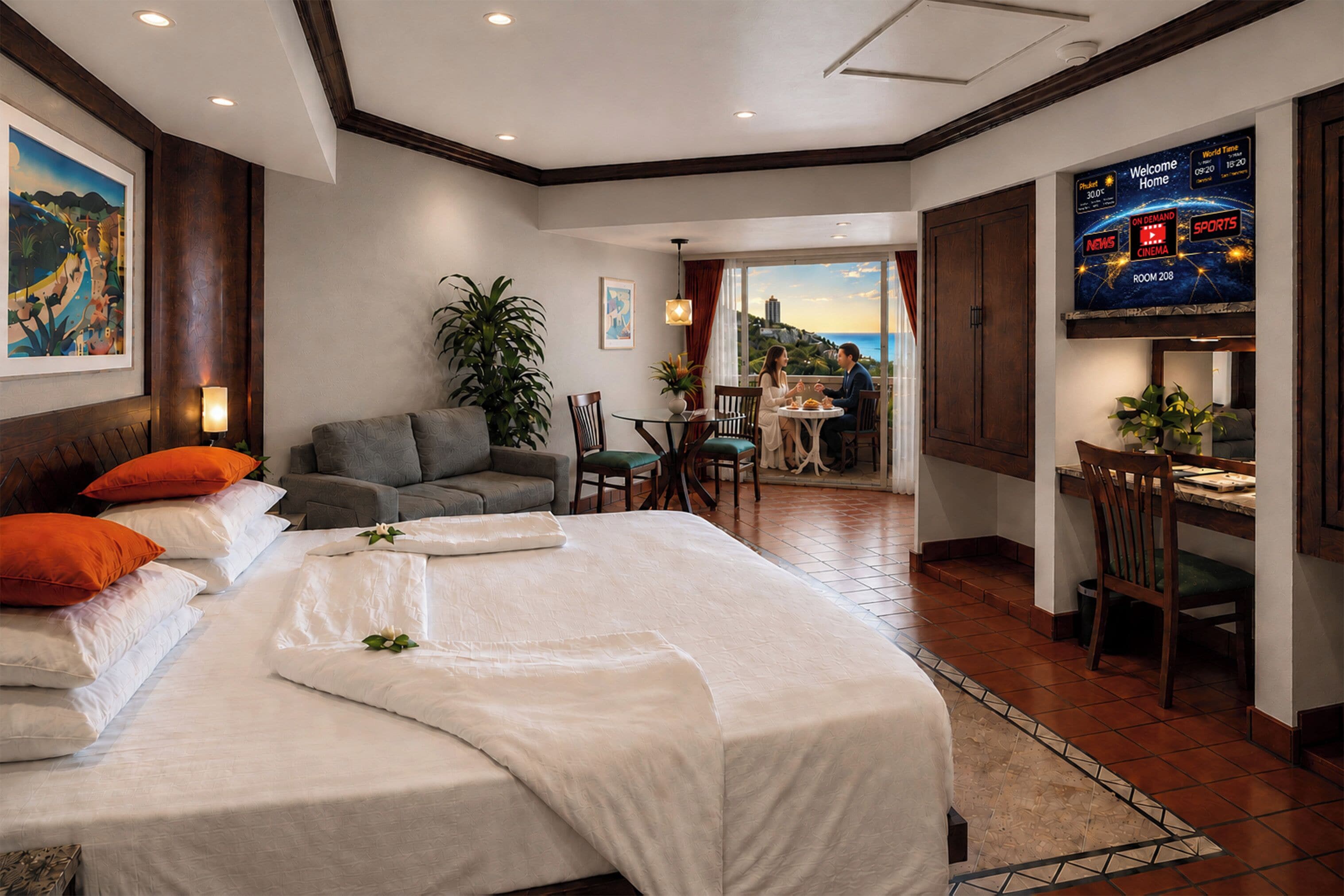 Studio Suite Ocean View | Egyptian cotton sheets, premium bedding, down comforters, pillowtop beds