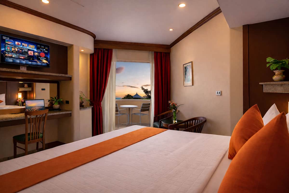 Chambre Exclusive, 1 très grand lit, réfrigérateur et four à micro-ondes, vue océan | Vue sur la plage/l’océan