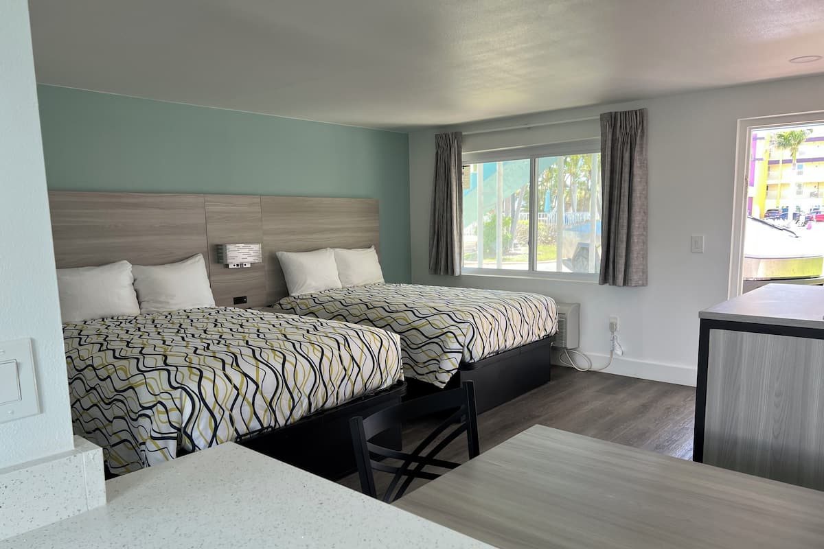 Deluxe Room, Two Double Beds, Kitchenette | Premium bedding, pillowtop beds, iron/ironing board, free WiFi