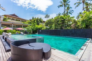 2 outdoor pools, open 6:00 AM to 8:00 PM, pool umbrellas, sun loungers - Villa Puri Ayu (Denpasar)
