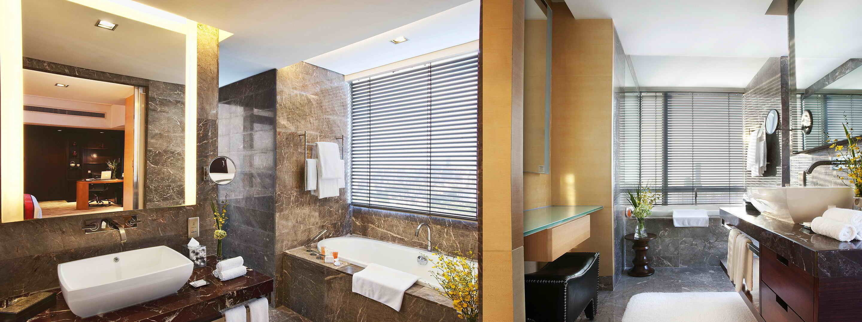 club suite | bathroom | separate bathtub and shower, rainfall showerhead, free toiletries