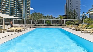 Indoor pool, outdoor pool, open 8:00 AM to 8:00 PM, pool umbrellas