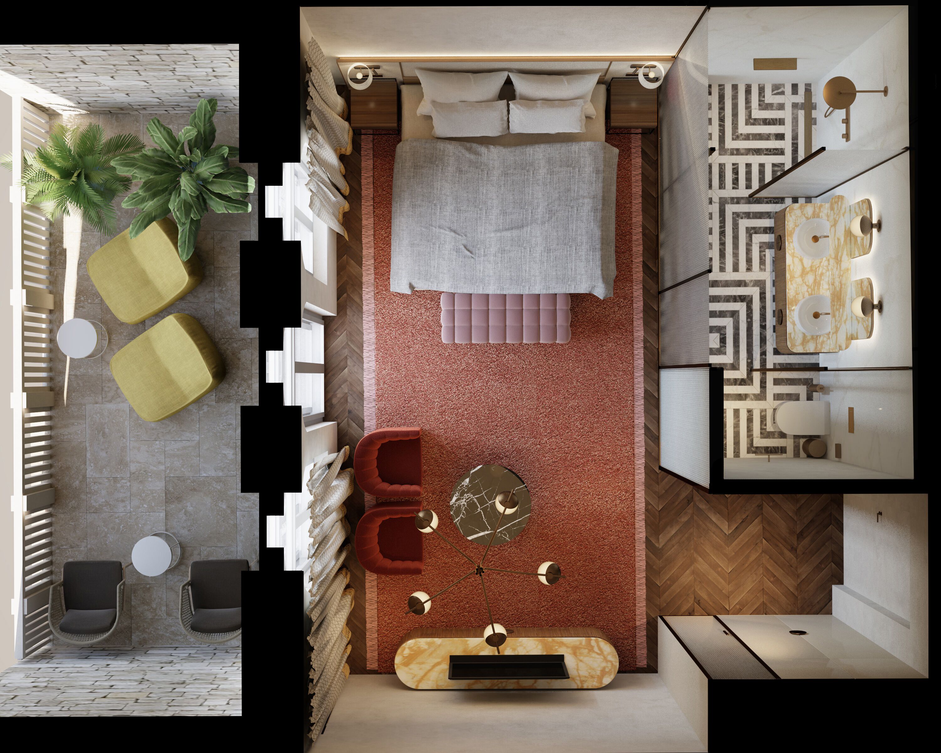 Executive villa | Een minibar, een kluis op de kamer, een bureau, verduisterende gordijnen