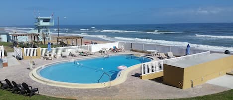 Outdoor pool, pool umbrellas