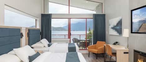 Deluxe Room, 2 Queen Beds, Lake View | Premium bedding, desk, blackout drapes, iron/ironing board