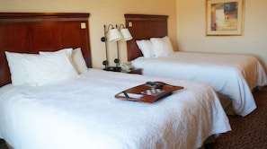 Two queen beds non smoking | Desk, laptop workspace, blackout curtains, iron/ironing board
